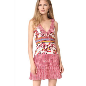 SALONI Amy Sleeveless V Neck Silk Mini Dress US 4 Floral Checked Print